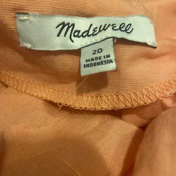 Madewell Linen Blend Dolman Sleeve Tie-waist midi dress Peach Orange Sz 20 - Picture 4 of 5